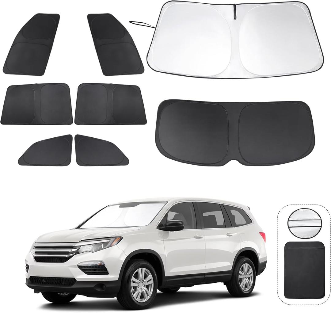 Window Shades for Honda Pilot 2016-2025 EX-L Special Edition Elite Black Edition Touring Accessories Car Side Full Windows Rear Windshield Sun Shade Camping Sun UV Rays Privacy Protection 8PCS