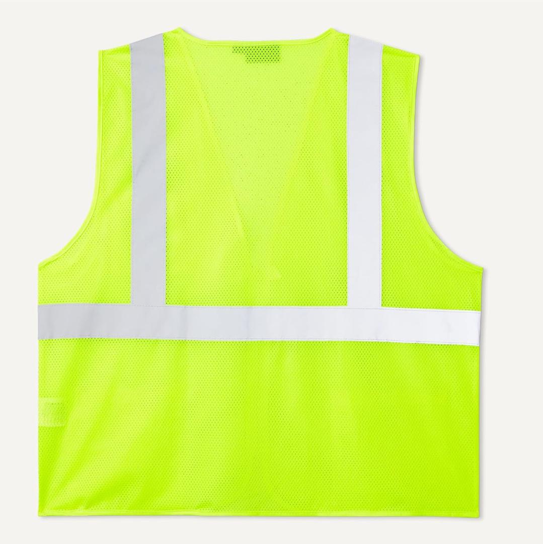 Amazon Basics Class II High Visibility Safety Vest with Zipper Closure and Pockets, Hi Vis Lime, M, 25-Pack