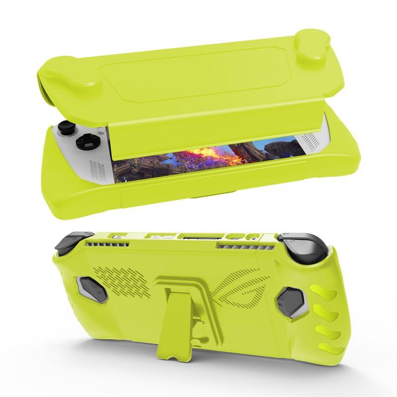 JDDWIN Full Case for ASUS Rog Ally 2023, Protective Handheld Case Skin with Detachable Front Shell Cover and Kickstand for Rog Ally,Yellow