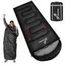 Sportneer 0 Degree Wearable Sleeping Bag for Adults & Kids – Walkable with Arm Zippers, Waterproof & Warm to 32°F, Compact for Camping, Stadiums, Travel, Backpacking & Car Use, Black