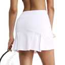 Ultrafun Women's Active Tennis Golf Skort Pleated Athletic Sports Running Skirt with Pockets and Shorts (White, Large) (White, L)