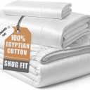 LANE LINEN 100% Egyptian Cotton Twin Sheets Set, Soft & Comfy Luxury Hotel Style Thick Cotton Twin Bed Sheet Set, Fully Elasticized Reinforced Seams No Pill Natural Cooling White Sheets