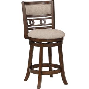 New Classic Home Furnishings Gia 24" Swivel Counter Stool-Cherry W/Brown Fabric Seat