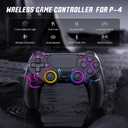 Fanyooge 2 Pack Light-up Controller for PS4/Pro/Slim/PC, 2026 New RGB Controllers with Hall Effect Joystick/1000mAh Battery/Type-C/Vibration/6-Axis Gyro/Headphone Jack/Touch Pad