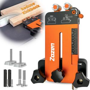 Thin Rip Jig + Feather Boards for Table Saw Jig Guide, Zozen 2in1 Woodworking Tools, Make Repetitive Strip Cut While Powerful Reducing Kickback, Directly Data without Calculation, for 3/ 4"X3/ 8"T Slots