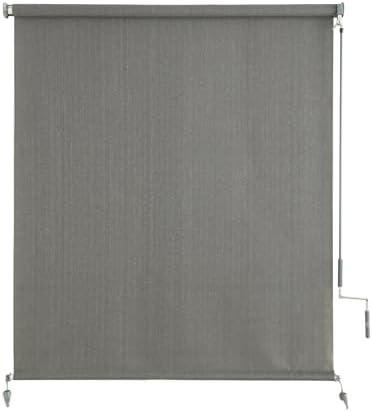 SUNOFF Outdoor Roller Shades，Cordless Patio Roller Up Blinds with Shade Cloth for Porch Gazebo Pergola Balcony Backyard，2 Poles & 1 Fabric，Grey，96" Wx72 H