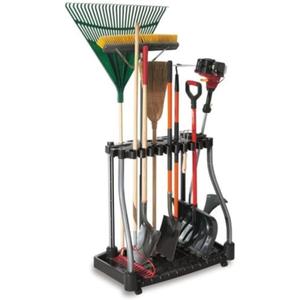 Rubbermaid Garage Tool Tower Rack Easy to Assemble Wheeled Organizes up to 40 Long-Handled Tools/Rakes/ Brooms/Shovles in Home/House/Outdoor/Shed Black