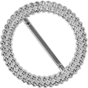 KEILEOHO 100 PCS Chair Sash Buckles, 2.5" Round Silver Tone Rhinestone Ribbon Buckle, Elegant Premium Sash Buckles, Chair Sash Ribbon Slider, Round Chair Decoration for Wedding Banquets Party Home Use