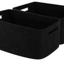 Storage Basket for Shelves, Closet Cube Storage Bins Baskets for Clothes Blanket Towels, Baby Nursery, Toy Baskets Box, Woven Rope Basket, 2 Packs Black