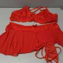 Sexy Mini Skirt with G-String Floral Lace Sheer Bralette Lingerie Set 3 Piece Otufits, XXL