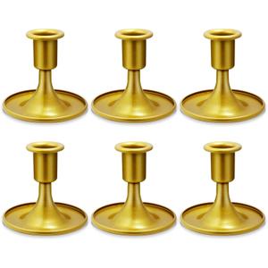 Candlestick Holders 6 PCS Short Metal Taper Candle Holders, KSWING Gold Candle Stick Holders Set, Perfect for Table Centerpiece Mantel Party Wedding Christmas Home Decor, Set of 6