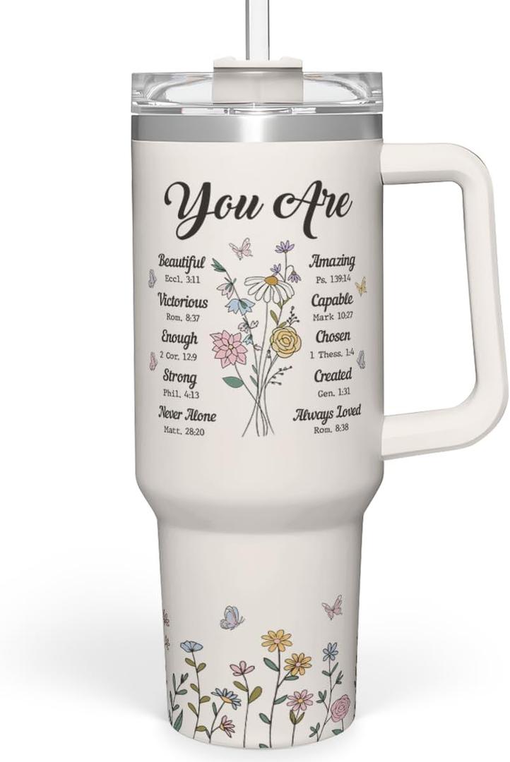 Christian Gifts for Women, Inspiration Gifts Tumbler 40oz Stainless Steel Insulated with Handle and Straw - Mother's Day Birthday Religious Gifts for Mom, Friend, Sister, Grandma