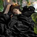 Bedsure GentleSoft Fleece Blankets Queen Size Black - Bed Blanket Soft Lightweight Plush Fuzzy Cozy Luxury Microfiber, 90x90 inches