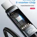 3 x ESSAGER 100W USB C to C Cable,Wattage Display Cord, 6.6FT Nylon Braided Fast Charging Cable with LED Display for iPhone 15/15 Pro/15 Plus,iPad Air, MacBook Pro, Galaxy S24/S23, Drone, Cameras(1Pack)