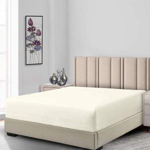 Fitted Sheets, 650TC with Pockets (7-10 Inches) Perfect for Low Profile Mattresses, Cotton Blend (Full, Solid Ivory)