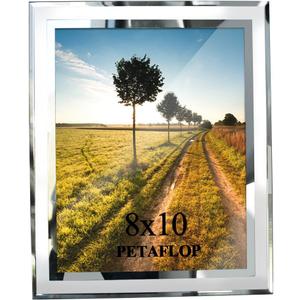 PETAFLOP 8x10 Picture Frame Glass Frames for 8 by 10 Pictures, Tabletop Display Vertically or Horizontally