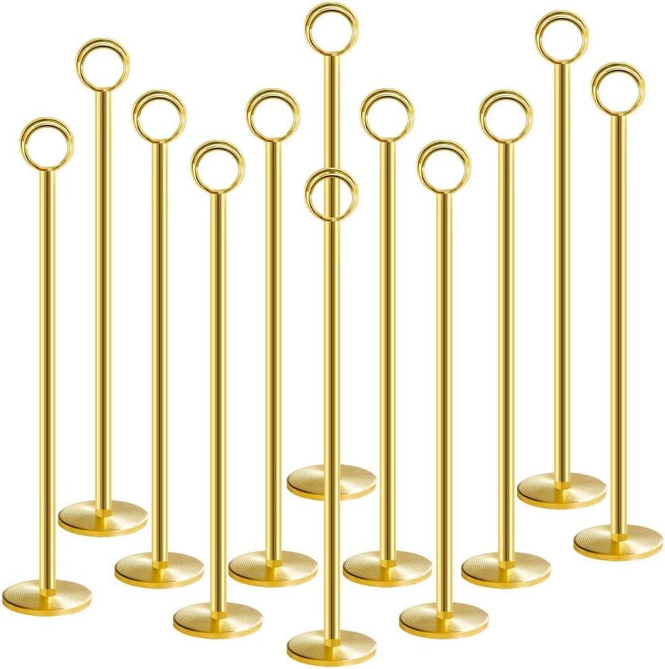 Urban Deco 12PK Table Number Holders Place Card Holders 12 Inch Table Card Holders Steel Card Holders for Photos, Food Signs, Memo Notes, Weddings, Restaurants, BirthdaysGold