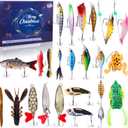 Fishing Advent Calendar 2025, Christmas Countdown 24 Days Fishing Lures Set for Fisher Adults Men Teen, Christmas Gifts Fishing Tackle Box
