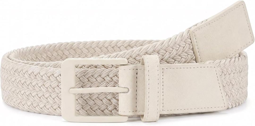 SANSTHS Stretch Braided Golf Belt Breathable No Hole Elastic Woven Belt for Men Women, Ideal Belt for Golf Travel Daily Wear