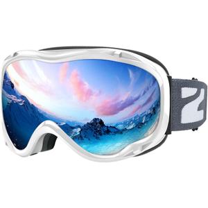 ZIONOR Lagopus B1 Ski Goggles OTG Anti fog Snow Goggles UV Protection Snowboard Goggles for Men Women Adult Youth (One Size, A0-vlt 10.5% White Frame Silver Lens)