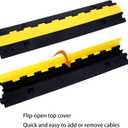 Cable Ramp Cable Protector Ramps Wire Hose Protective 2 Channel Traffic Rubber Plastic Cord Cover Speed Bump for Asphalt Concrete Gravel Driveway Outdoor, 3 Pack