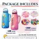 2 x Valentines Day Cards for Kids School, 48 Kids Valentine Cards with 200 PCS Stickers, Fun Valentines Classroom Exchange for School, Valentines Party Favors (Blue)