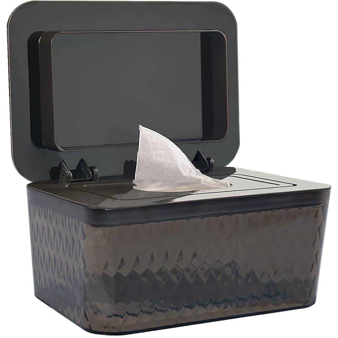 Wet Baby Wipes Dispenser - Large Capacity Wipe Holder Seal-Designed Dust-Proof Wet Wipes Container Keep Diaper Wipes Fresh (1 Pack Large, Brown)