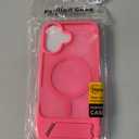 for iPhone 16 Case with Screen Protector+ Lanyard Wrist Strap, Magnetic Translucent Matte Rugged Slim Phone Cover Built in Invisible Kickstand [Fit for MagSafe],Hot Pink