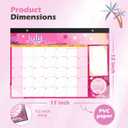 6 x Desk Calendar 2026 with Clear Waterproof Cover 17 x 12 inch 18 Months Wall Calendar Runs from Jul. 2025 to Dec. 2026 School Year Calendar for Schedule Organization Monthly Planner, Pink