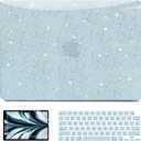 Anban Compatible with MacBook Air 13 inch Case 2025 2024 2023 2022 M4 M3 M2 A3240 A3113 A2681, Luxirous Glitter Plastic Hard Shell+Keyboard Cover+Screen Protector for MacBook Air 13.6 inch Case, Blue