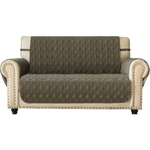 Ameritex Loveseat Cover Water-Resistant Quilted Furniture Protector with Back Nonslip Paws Slipcover for Dogs, Kids, Pets Loveseat Slipcover Stay in Place for Leather (54", Green)