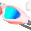 ZIONOR G1 Lite Swim Goggles, Anti-Fog UV Protection, Leakproof Comfortable Fit for Adult Men Women, Includes Swim Cap (One Size, B6(pink-gold+c5 White))