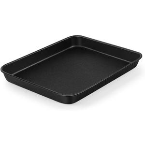 TeamFar Small Toaster Oven Pan, 9.25 x 7 x 1 Inch Carbon Steel Non Stick Coated Mini Toaster Oven Baking Pan Tray for Ovenware, Non-Toxic & Heavy Duty, Roll Edge & Easy Clean