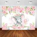 Avezano Baby Elephant Backdrop for Girl Baby Shower Blush Pink Floral Elephant Baby Shower Decorations for Girl's Photography Background Photoshoot Favors Supplies (7x5ft)