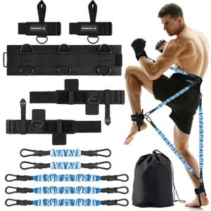 MANUEKLEAR Shadow Boxing Resistance Bands for MMA and Martial Arts, Three Resistance Levels of Full Body Resistance Bands for Boxing Fitness to Enhance Speed and Power (Blue-175lbs)