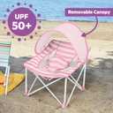 Bright Starts Pop N Chill Baby Chair Travel Seat, Indoor/Outdoor Use, Portable Infant Seat with Removable UPF 50+ Canopy, Pink, 0-6 Months