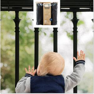 Roving Cove Stair Banister Guard 15ft x 3ft, Railing Safety Net for Baby Proofing, Child Safety Stairway Cover, Balcony Mesh Netting, Ebony Black