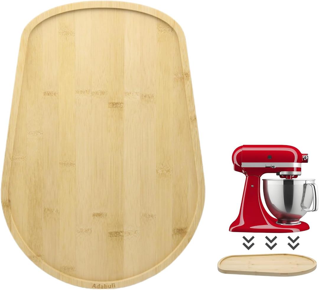 Adabuli Bamboo Mixer Slider Mat Compatible with KitchenAid 4.5-5 Qt Tilt Head Stand Mixer, Appliance Sliding Mat for Kitchenaid Artisan, Kitchen Countertop Storage Accessories and Attachments