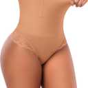 Werena Tummy Control Thong Shapewear for Women High Waisted Body Shaper Panties Shaping Thong Girdle Underwear (Beige, S)