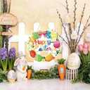 3 x Easter Decoration Wooden Wreath for Front Door Sign Happy Easter Bunny Eggs Spring Decoration, Rabbit Sign Welcome Hanging Wall Signs for Home Wall Decor Party Outdoor Indoor