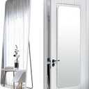 SCWF-GZ 57x20 Door Hanging Full Length Mirror, Floor Stand (Height 5.7ft just Body in1.3ft) Wall Mounted Metal Frame Rectangle Dressing Mirrors for Bedroom Room 57 inch Silver
