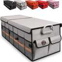 Big Car Trunk Organizer, Cargo Organizer SUV Trunk Storage Non Slip Bottom Waterproof Collapsible Durable Multi Compartments-(Oversize,Gray)