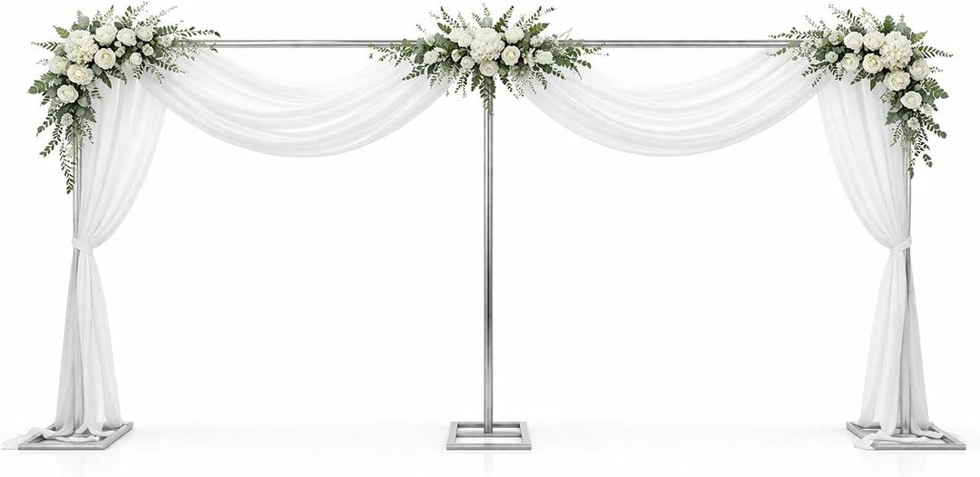 10x20FT Heavy Duty Backdrop Stand, Adjustable Pipe and Drape Backdrop Frame for Weddings, Parties & Photography, Metal Background Support Stand for Drapes, Balloons and Event Decorations (Silver)