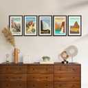 upsimples 11x17 Picture Frame Set of 5, Display Pictures 9x15 with Mat or 11 x 17 Without, Wall Gallery Poster Frames, Black