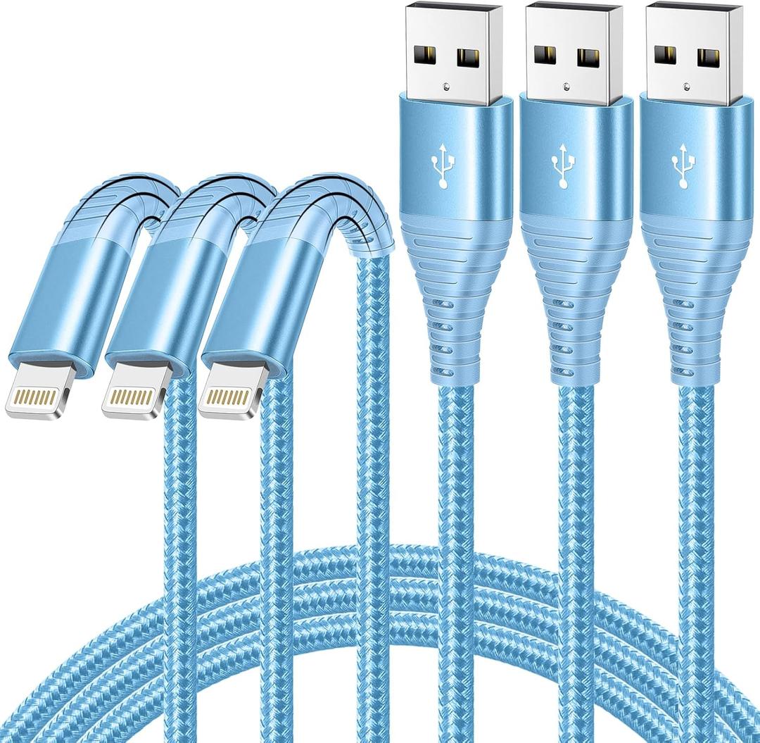 [Apple MFi Certified] iPhone Charger, 3 Pack 10FT USB Lightning Cable Fast Charging Nylon Braided iPhone Charger Cord Compatible with iPhone 14/13/12/11 Pro Max/XS MAX/XR/XS/X/8/7/Plus/6S/6/SE/iPad