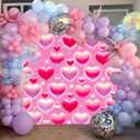 2 x Pink Heart Photo Backdrop Valentine's Day Retro Heart Early 2000s 90s Glitter Love Photography Background Adults Kids Valentine Y2K Old School Birthday Party Decor Banner Photo Props (Pink, 7x5FT)