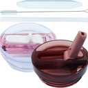 30 oz Tumbler Flip Straw Lid Replacement- Leak Proof & Spill Resistant Lid Compatible with Stanley H2.0 FlowState Tumbler Cup (Rose Quartz & Old Pink)