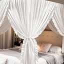 Mengersi Canopy Bed Curtains,Royal Breathable Private Space-Elegant Bed Curtains Bedroom Decor for Adults,White,Full Size