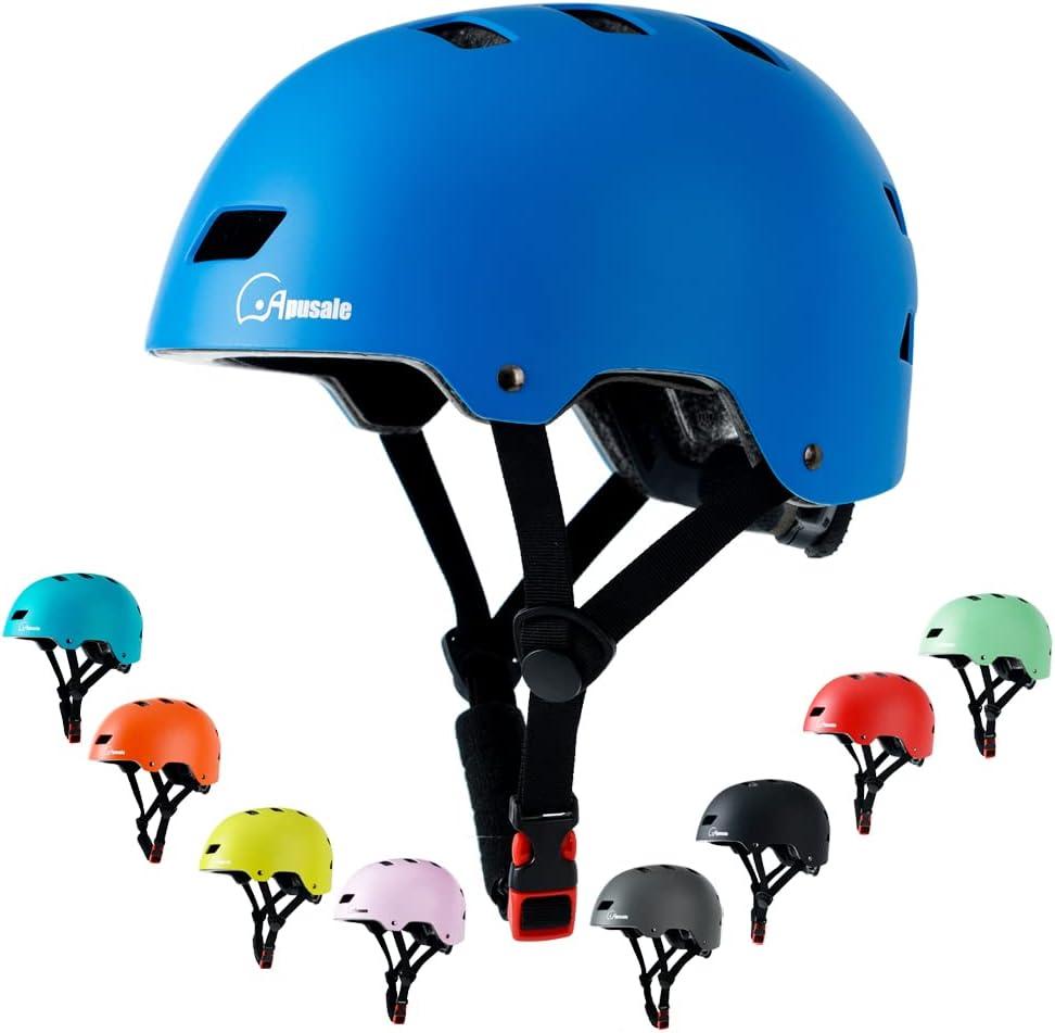 Bike Skateboard Helmet, Adjustable and Multi-Sport for Skate Scooter, 3 Sizes for Adult Youth Kids Toddler (Large, Blue)