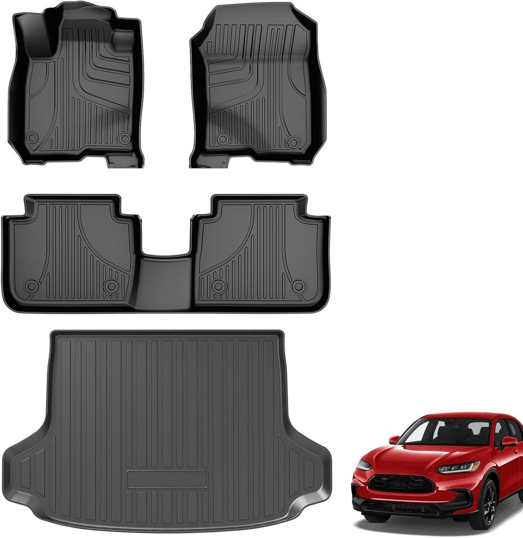 for 2026 HRV Floor Mats: All Weather Floor Mats & Cargo Liner Custom Fit 2023-2025 2026 Honda HRV (Include Hybrid) & Acura ADX 2025-2026: Anti Skid 1st & 2nd Row & Trunk Mat for HR-V Accessories